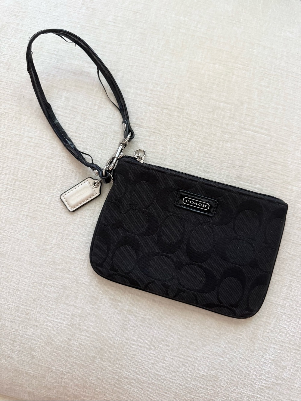 Coach Black Signature Logo Wristlet